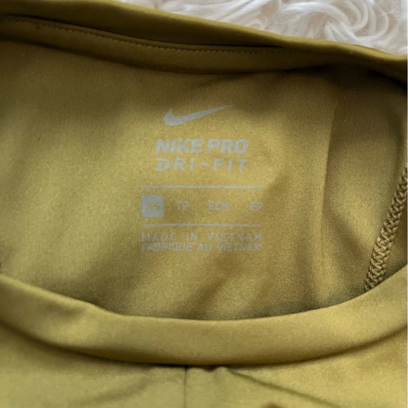 Nike Pro Training Crop Top with Logo Taping - Khaki Green - Picture 7 of 7